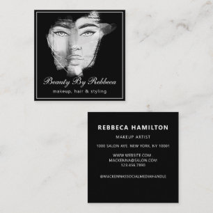 Carte De Visite Carré Maquillage pastel minimal moderne et illustration 