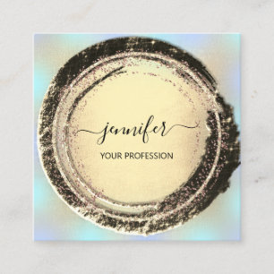 Carte De Visite Carré Maquillage professionnel Blue Gold Carré moderne