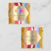 Carte De Visite Carré Maquillage professionnel Parties scintillant or Ra (Devant / Derrière)