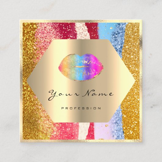 Carte De Visite Carré Maquillage professionnel Parties scintillant or Ra (Devant)