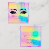 Carte De Visite Carré Maquillage Rainbow Professional Eyeash Holographe (Devant / Derrière)