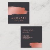 Carte De Visite Carré Maquillage rose de course de brosse d'or (Devant / Derrière)