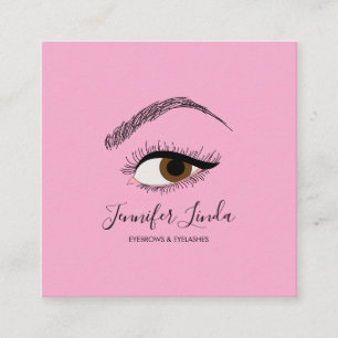 Carte De Visite Carré Maquillage Sourcils Yeux Cils Mignon 
