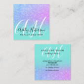 Carte De Visite Carré Maquiller le monogramme turquoise du script de par (Devant / Derrière)