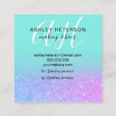 Carte De Visite Carré Maquiller le monogramme turquoise du script de par (Dos)