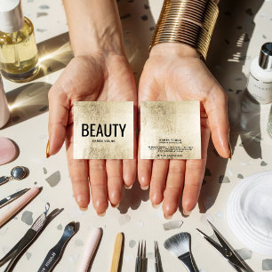 Carte De Visite Carré Maquilleur chic moderne de feuille d'or de salon