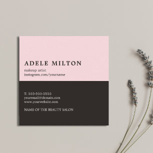 Carte De Visite Carré Maquilleur élégant de lèvres de noir de rose