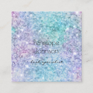 Carte De Visite Carré Maquilleuse Paillettes Violettes et Bleues
