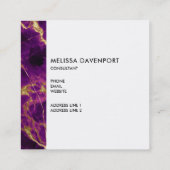 Carte De Visite Carré Marbre Abstrait moderne violet et or (Dos)