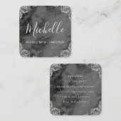 Carte De Visite Carré Marbre avec des coins fantaisie Texte du script (Devant / Derrière)