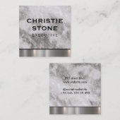 Carte De Visite Carré Marbre avec finition métallique (Devant / Derrière)
