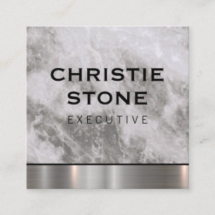 Carte De Visite Carré Marbre avec finition métallique