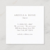 Carte De Visite Carré Marbre blanc brossé simple et élégant professionne (Dos)