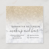 Carte De Visite Carré Marbre blanc d'or d'ombre léger moderne de parties (Dos)