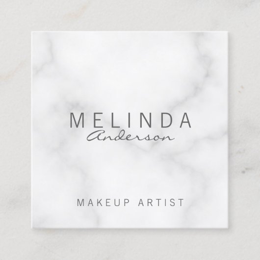 Carte De Visite Carré Marbre blanc élégant professionnel (Devant)