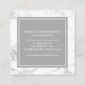Carte De Visite Carré Marbre blanc et gris moderne (Dos)