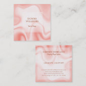 Carte De Visite Carré Marbre blanc et Rose-or Faux (Devant / Derrière)