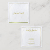 Carte De Visite Carré Marbre blanc moderne créatif Gold Script Luxueux (Devant / Derrière)