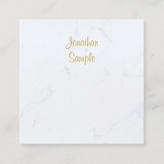 Carte De Visite Carré Marbre blanc moderne de luxe professionnel Gold Te (Devant)