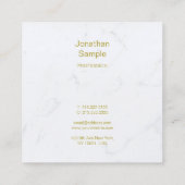 Carte De Visite Carré Marbre blanc moderne de luxe professionnel Gold Te (Dos)