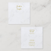 Carte De Visite Carré Marbre blanc moderne de luxe professionnel Gold Te (Devant / Derrière)