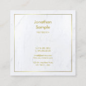 Carte De Visite Carré Marbre blanc moderne Gold Script Luxueux Plain (Dos)