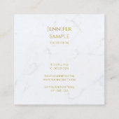 Carte De Visite Carré Marbre blanc moderne Gold Text Luxe Professionnel (Dos)