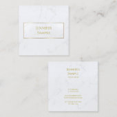 Carte De Visite Carré Marbre blanc moderne Gold Text Luxe Professionnel (Devant / Derrière)