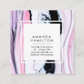 Carte De Visite Carré MARBRE BLANC noir élégant et moderne (Dos)