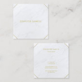 Carte De Visite Carré Marbre blanc professionnel luxe Gold Texte moderne (Devant / Derrière)
