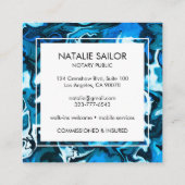 Carte De Visite Carré Marbre bleu unique QR CODE moderne Notaire public (Dos)