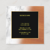 Carte De Visite Carré Marbre Bois Noir Or Elégant Luxe Cool simple (Dos)