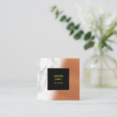 Carte De Visite Carré Marbre Bois Noir Or Elégant Luxe Cool simple (Debout devant)