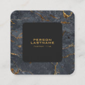 Carte De Visite Carré Marbre de luxe noir et or texture (Devant)