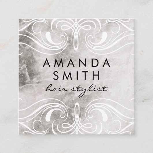 Carte De Visite Carré Marbre d'éléments soignés (Devant)