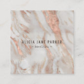 Carte De Visite Carré marbre d'or rose unique élégant professionnel (Devant)