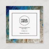 Carte De Visite Carré Marbre élégant Abstrait Moderne Grunge Turquoise (Dos)