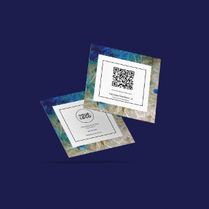 Carte De Visite Carré Marbre élégant Abstrait Moderne Grunge Turquoise