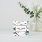 Carte De Visite Carré Marbre élégant noir et Marbre blanc (Debout devant)