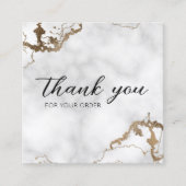 Carte De Visite Carré Marbre Faux Or Élégant Merci Pour Achat (Devant)