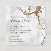 Carte De Visite Carré Marbre Faux Or Élégant Merci Pour Achat (Dos)