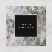 Carte De Visite Carré Marbre gris moderne noir argent professionnel (Devant)