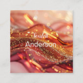 Carte De Visite Carré marbre liquide bordeaux avec or, abstrait \ (Devant)