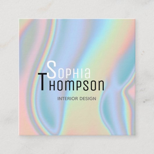 Carte De Visite Carré Marbre liquide holographique moderne (Devant)