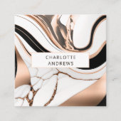 Carte De Visite Carré Marbre moderne Rosegold (Devant)