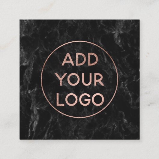 Carte De Visite Carré Marbre noir chic d'or rose moderne fait sur (Devant)