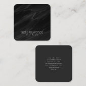 Carte De Visite Carré Marbre noir élégant designer professionnel moderne (Devant / Derrière)