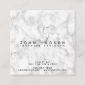 Carte De Visite Carré Marbre Noir et Or Moderne Monogramme (Dos)