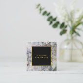 Carte De Visite Carré Marbre noir et or moderne professionnel (Debout devant)