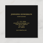 Carte De Visite Carré Marbre noir moderne et professionnel de l'or (Dos)